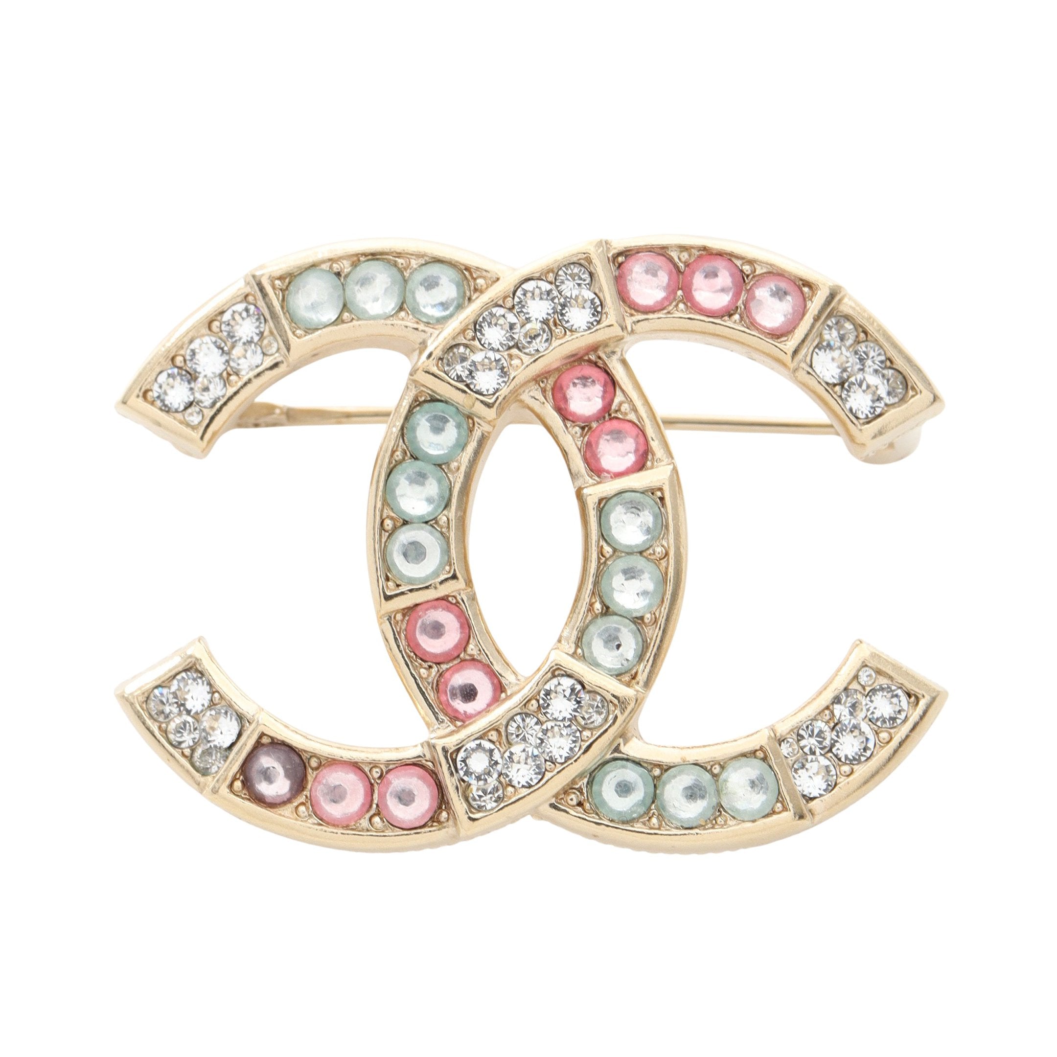 DORA商事公式アカウントCHANEL フラワーブローチ　マルチカラー ココマーク ブローチ GP ラインストーン ゴールド マルチカラー C20A