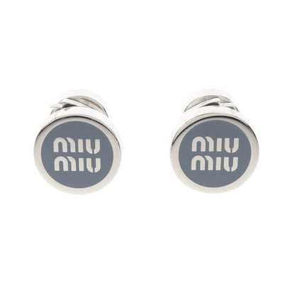 ロゴ ピアス エナメル シルバー ブルーグレー ミュウミュウ アクセサリー miu miu