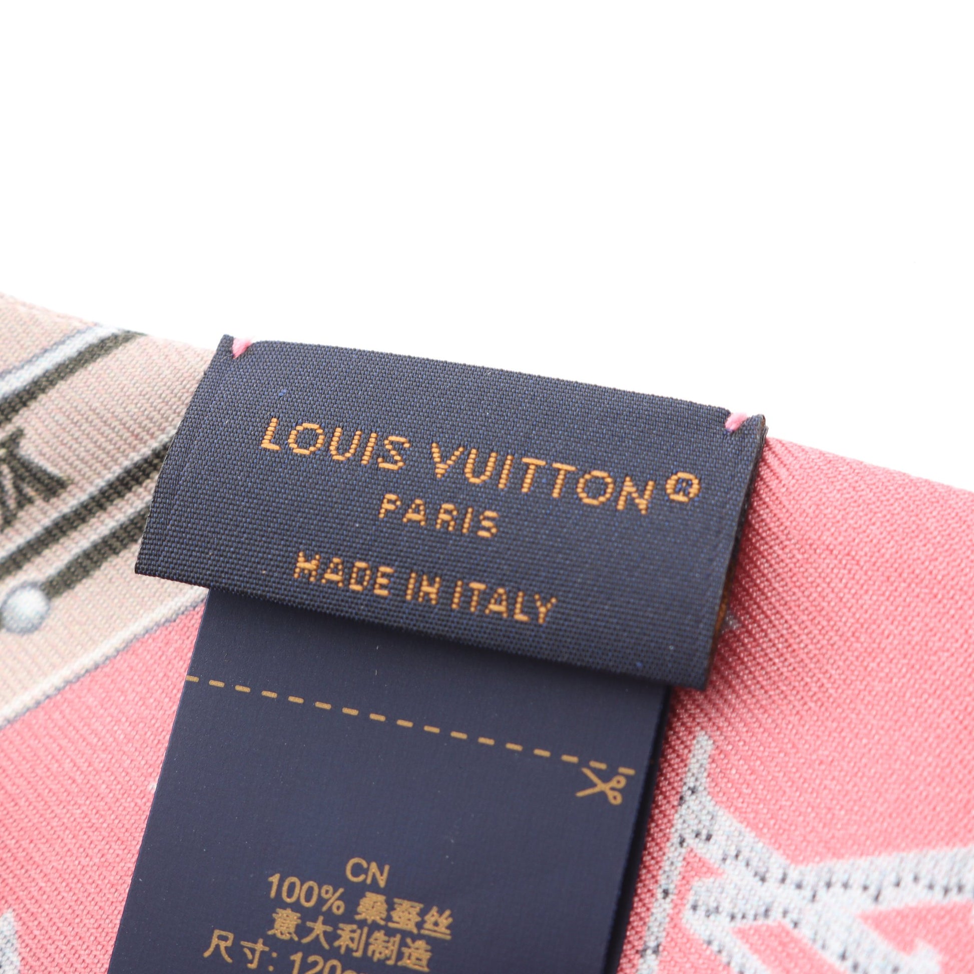 バンドーBB LVディテールズ リボン スカーフ シルク ピンク マルチカラー ルイヴィトン 財布・小物 LOUIS VUITTON
