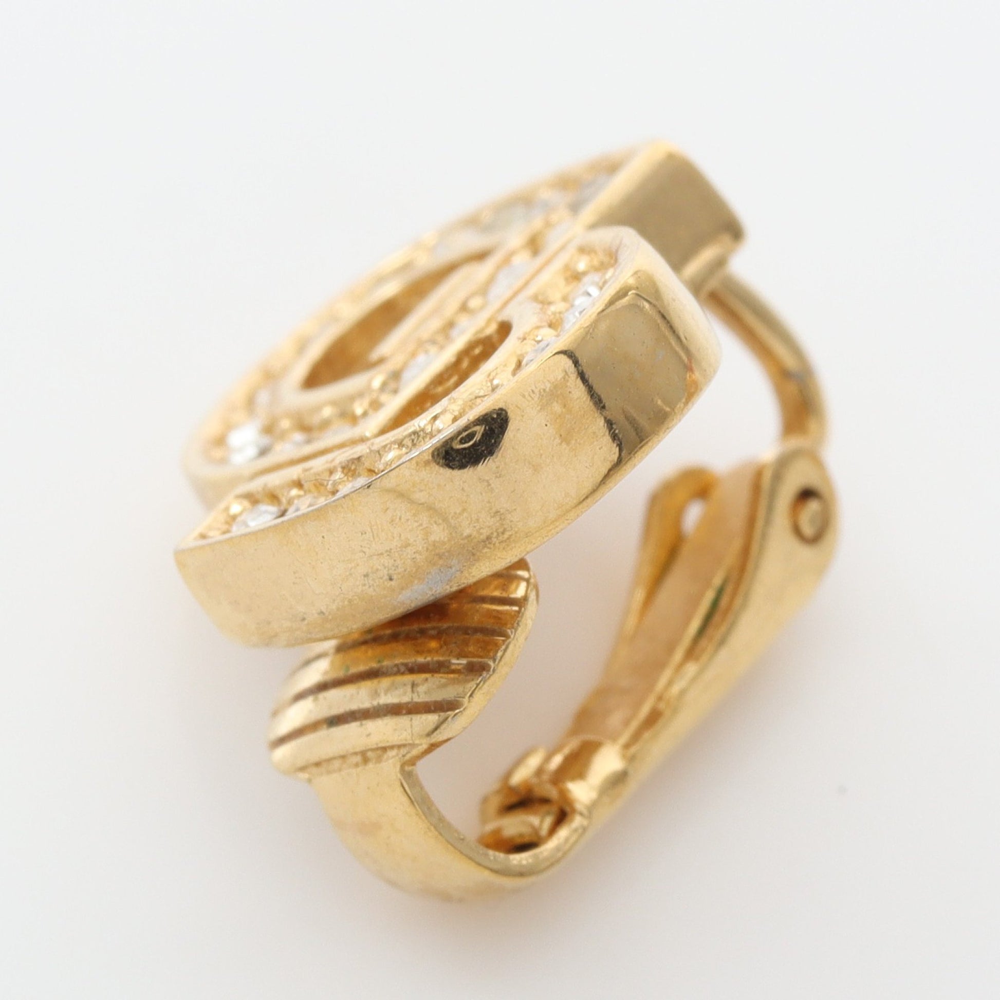 CDロゴ イヤリング GP ラインストーン ゴールド クリア クリスチャンディオール アクセサリー Christian Dior