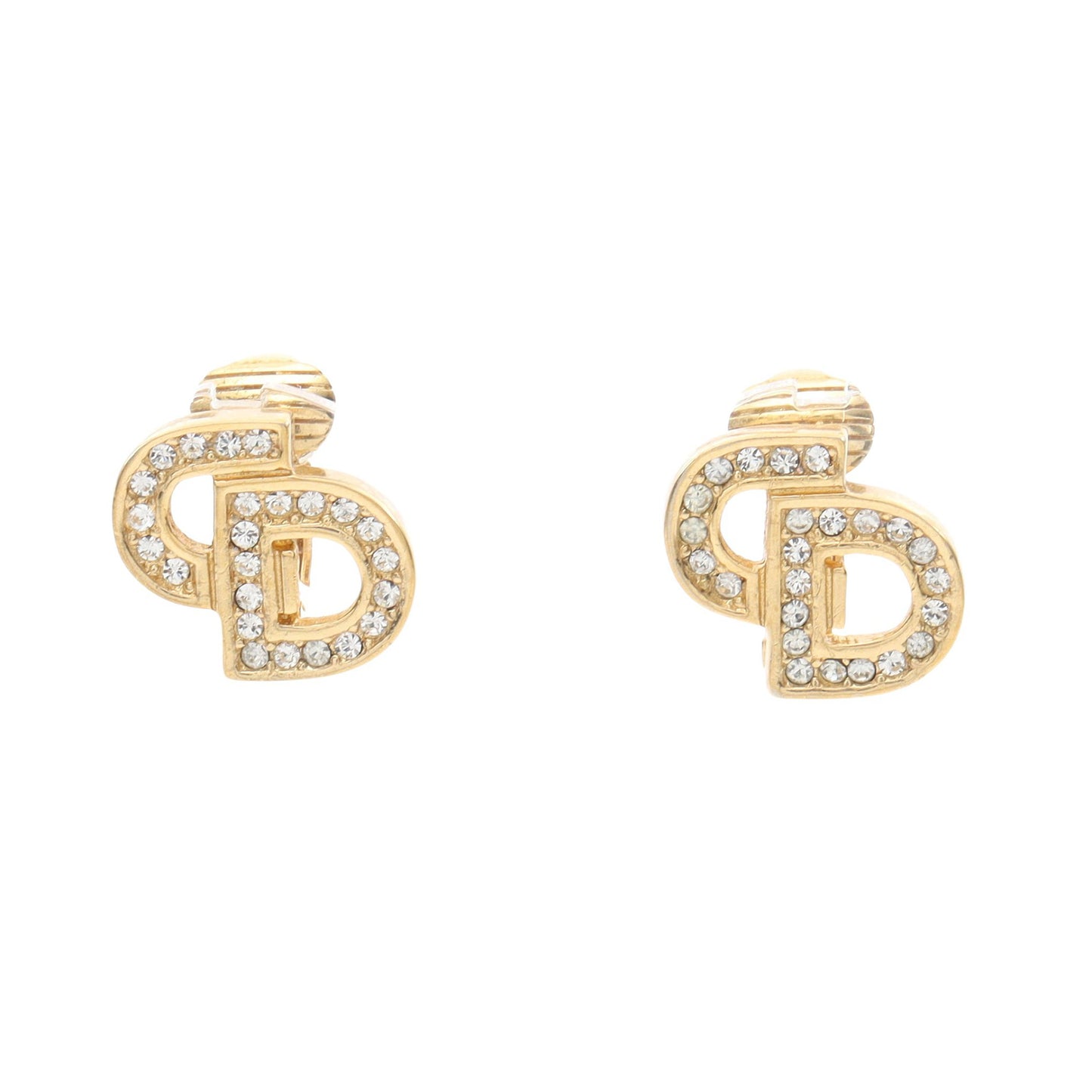 CDロゴ イヤリング GP ラインストーン ゴールド クリア クリスチャンディオール アクセサリー Christian Dior