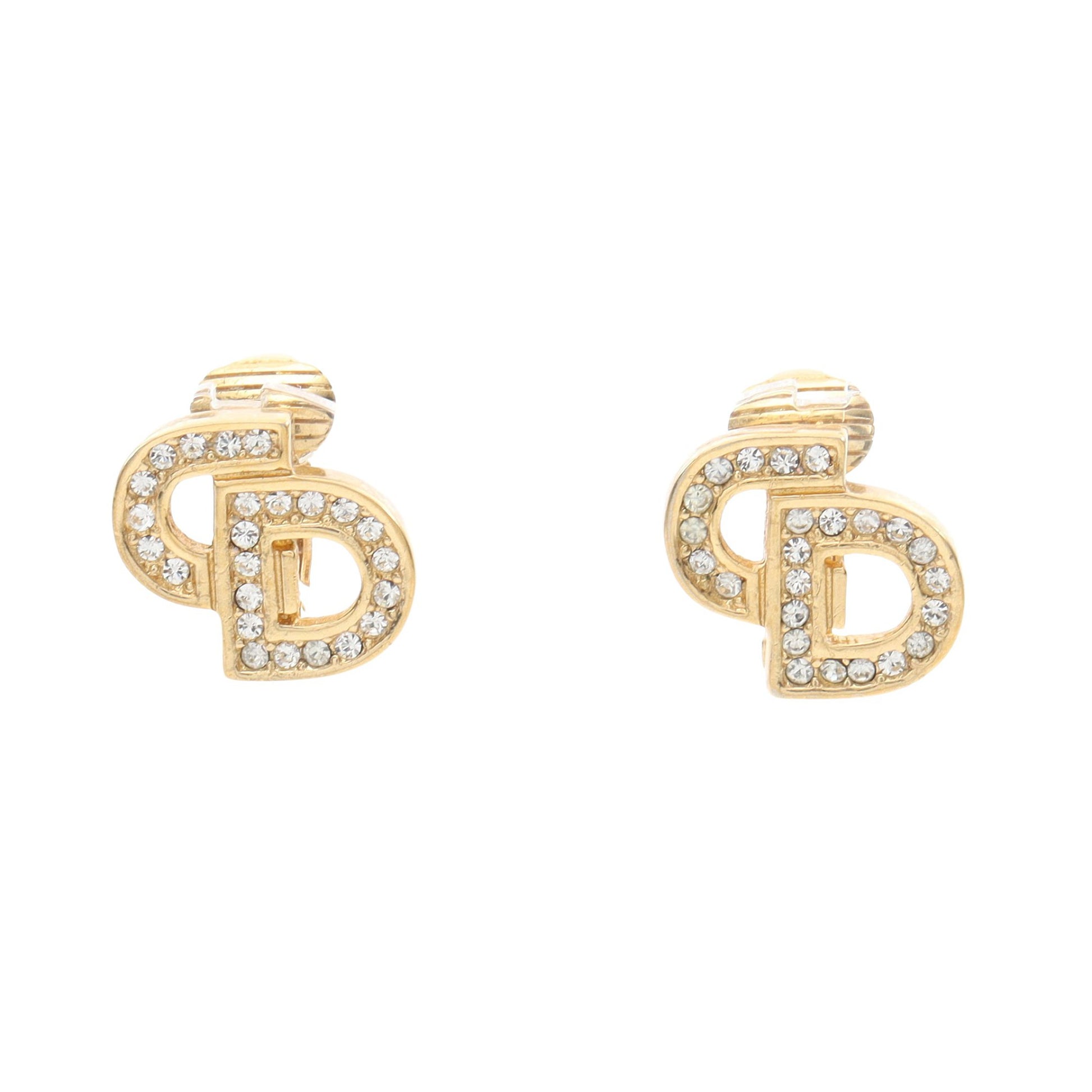 CDロゴ イヤリング GP ラインストーン ゴールド クリア クリスチャンディオール アクセサリー Christian Dior