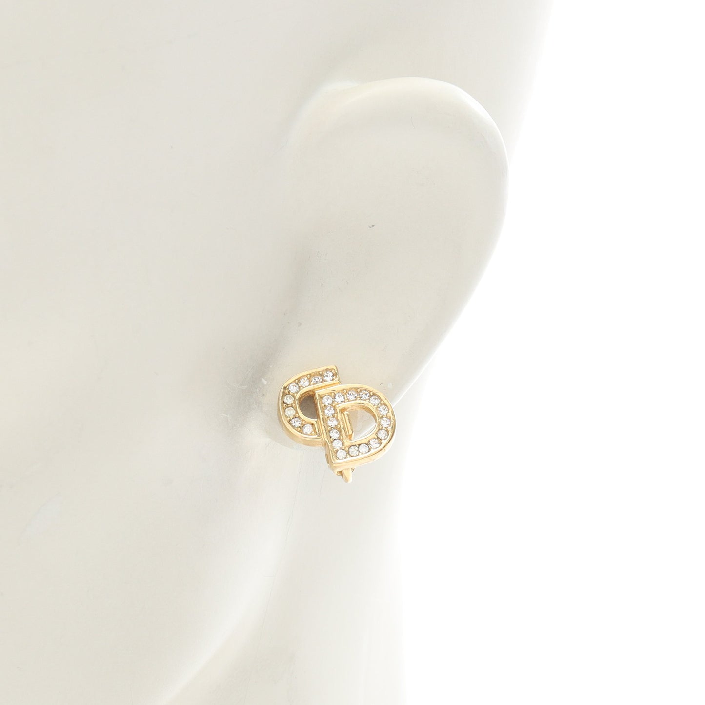 CDロゴ イヤリング GP ラインストーン ゴールド クリア クリスチャンディオール アクセサリー Christian Dior