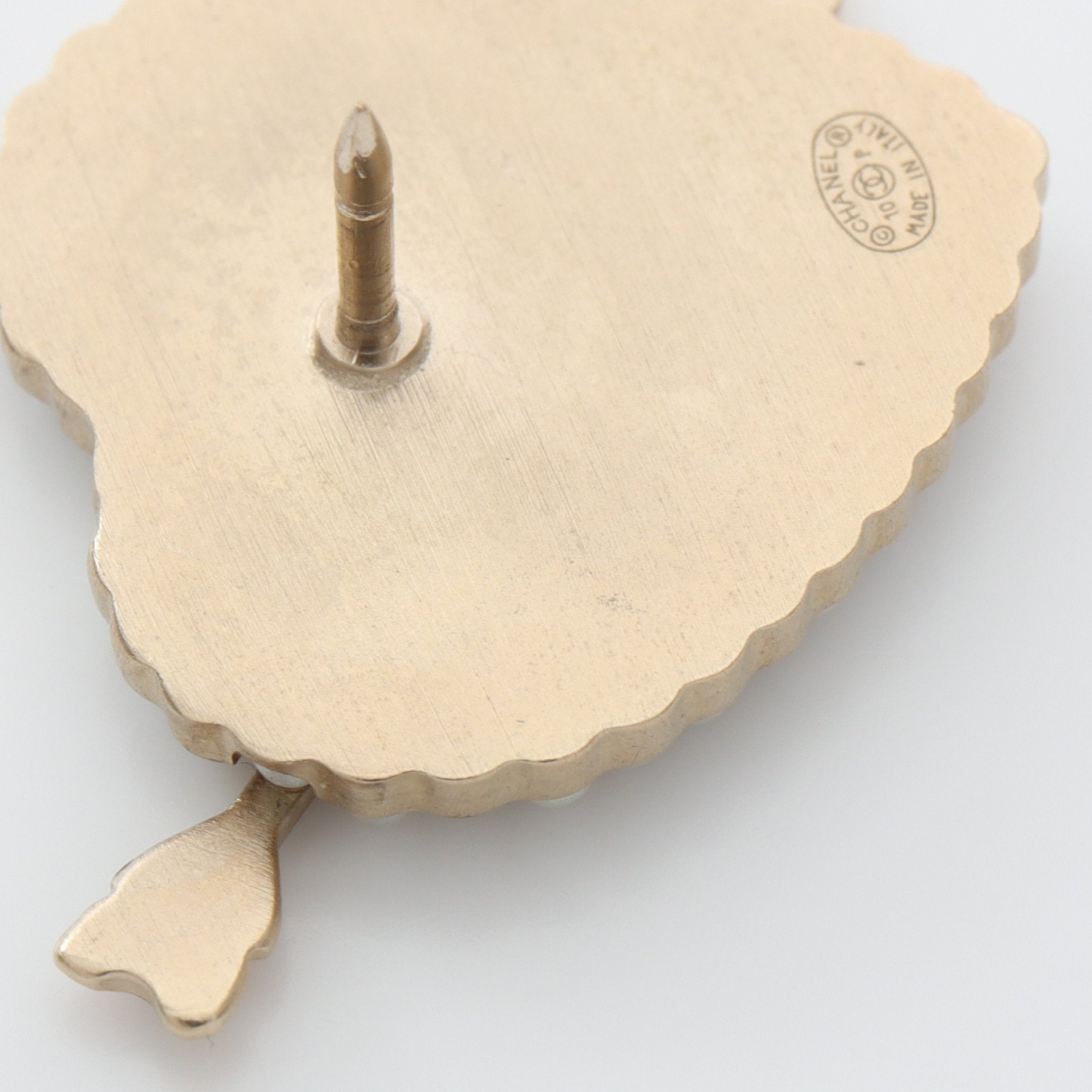 COCO ハート ピン ブローチ GP フェイクパール レッド ゴールド オフ