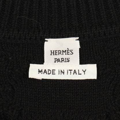ホースビット Vネック ニットワンピース Vネック ウール カシミヤ ブラック エルメス ワンピース HERMES