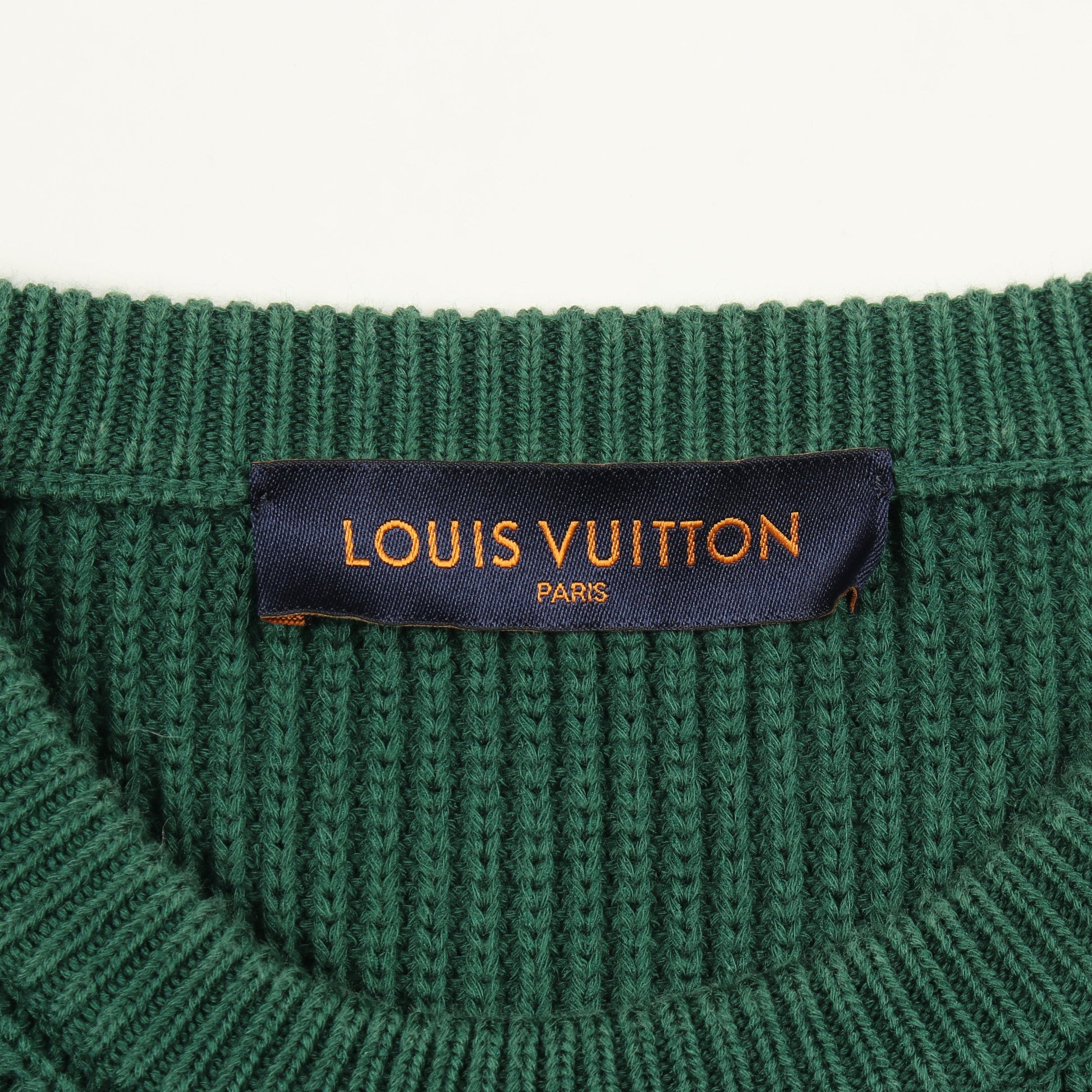 ラスタカラーブロック ロゴ クルーネック ニット コットン グリーン イエロー レッド ルイヴィトン トップス LOUIS VUITTON