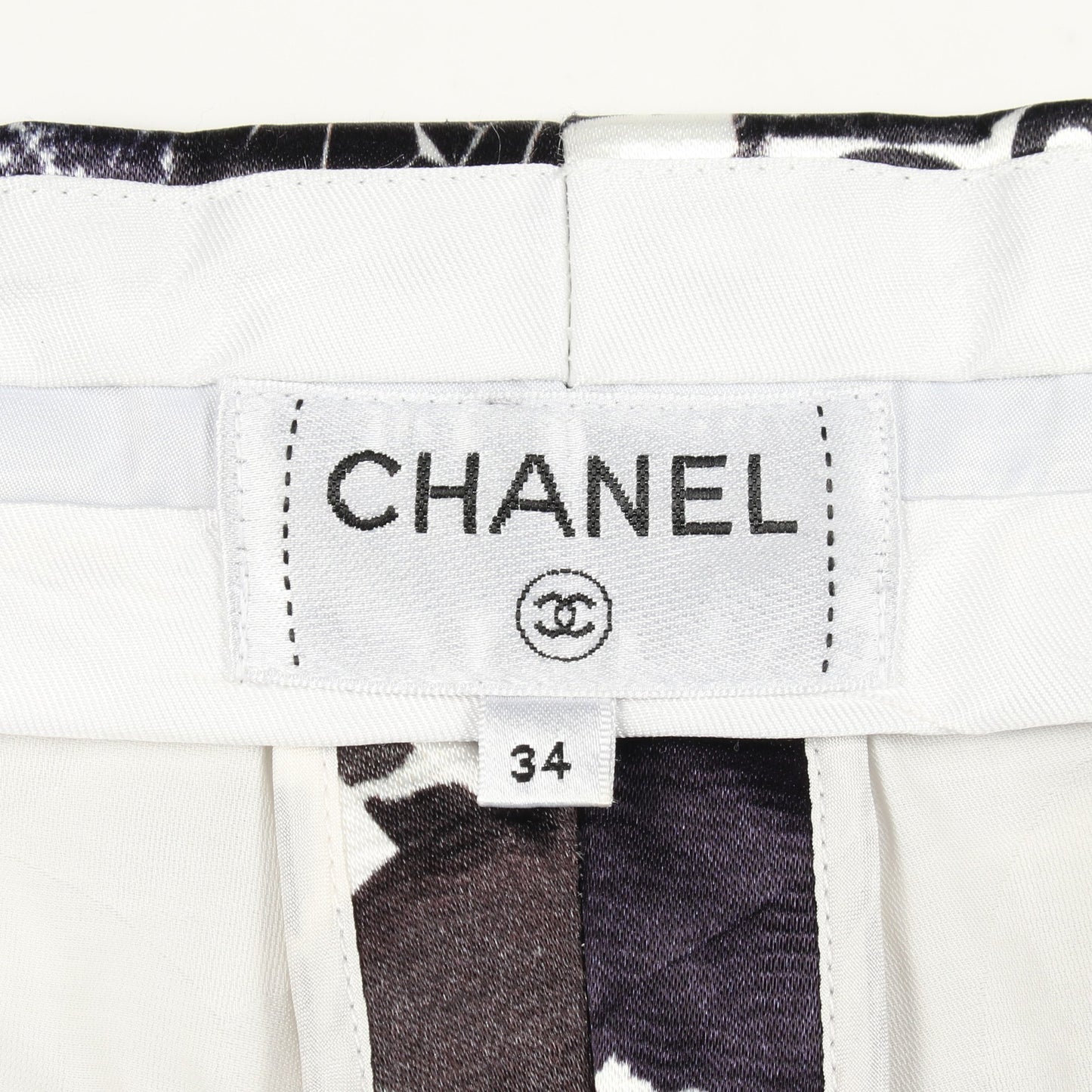 カメリア ロゴ パンツ コットン ビスコース ブラック ホワイト ネイビー シャネル ボトムス CHANEL