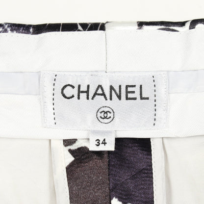 カメリア ロゴ パンツ コットン ビスコース ブラック ホワイト ネイビー シャネル ボトムス CHANEL