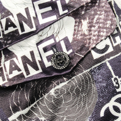 カメリア ロゴ パンツ コットン ビスコース ブラック ホワイト ネイビー シャネル ボトムス CHANEL