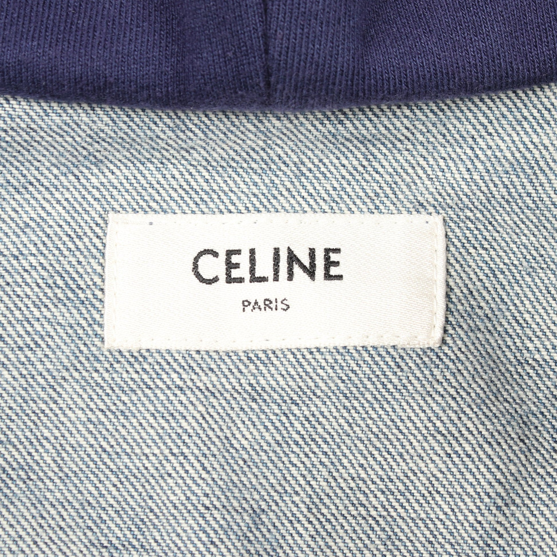 トラッカージャケット フード付き デニムジャケット コットン ブルー ネイビー セリーヌ アウター CELINE
