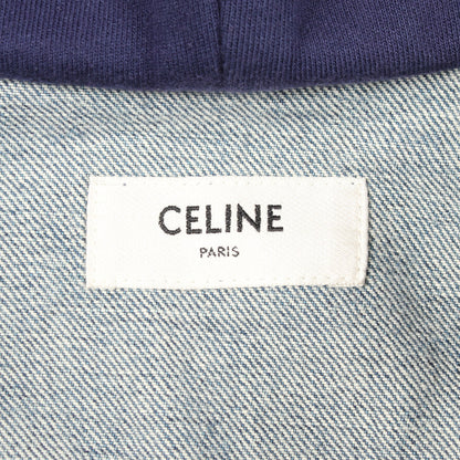 トラッカージャケット フード付き デニムジャケット コットン ブルー ネイビー セリーヌ アウター CELINE