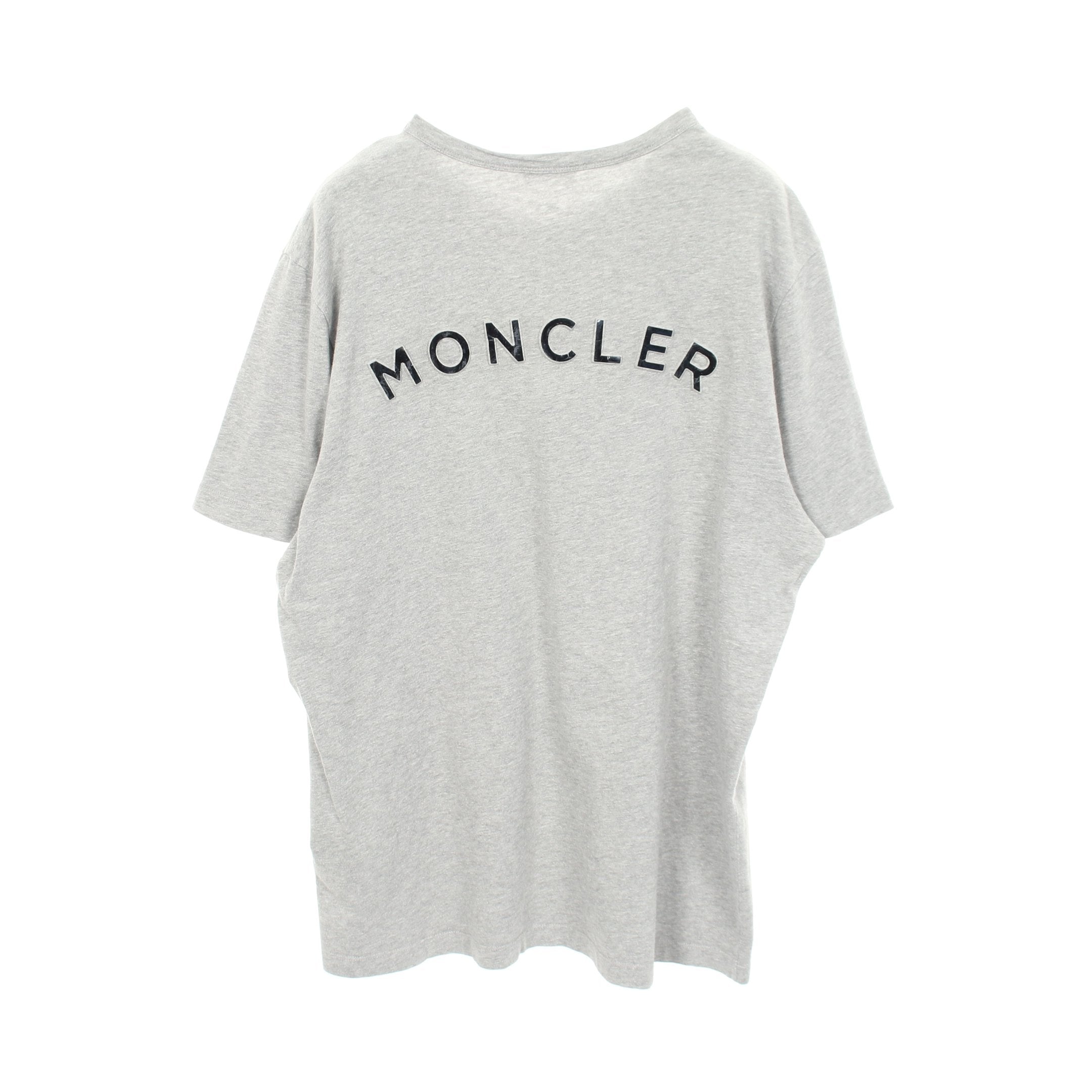 モンクレール　MONCLER ラバーアイコン　クルーネック　Tシャツ　半袖　Ｌ ラバーロゴ クルーネック 半袖Tシャツ コットン グレー モンクレール
