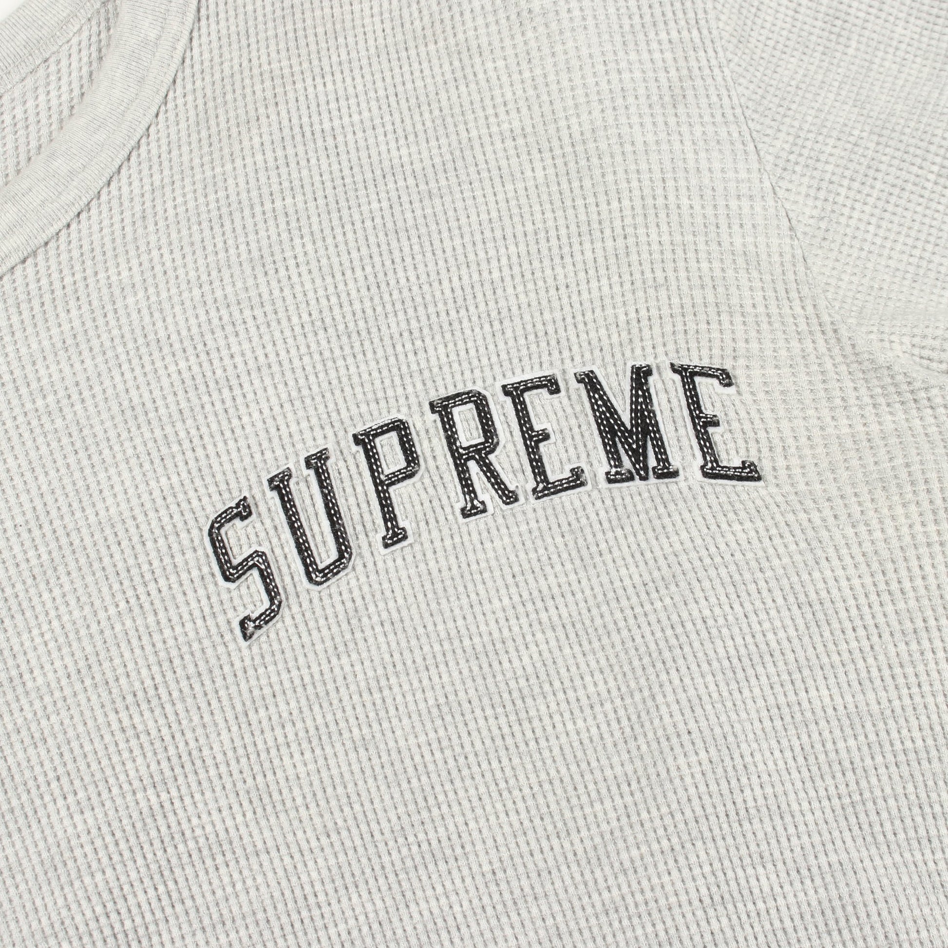アーチロゴ サーマル クルーネック 長袖Tシャツ コットン グレー シュプリーム トップス Supreme