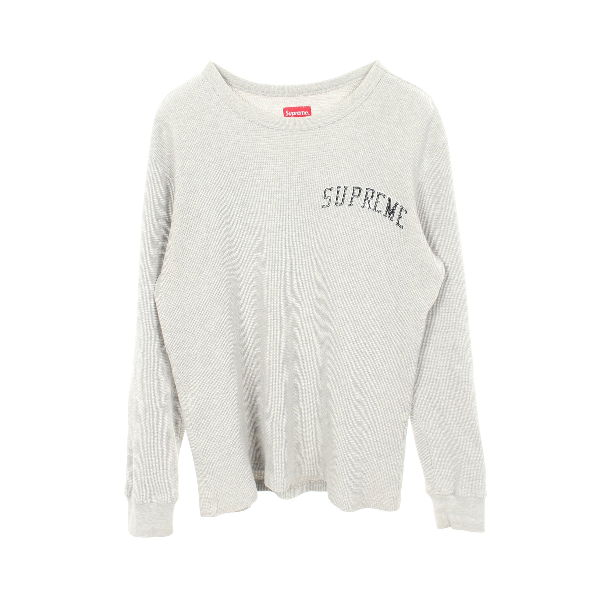 アーチロゴ サーマル クルーネック 長袖Tシャツ コットン グレー シュプリーム トップス Supreme