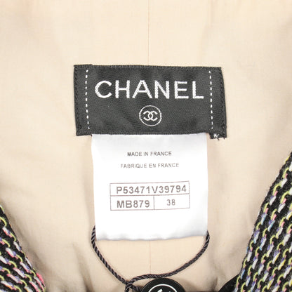 ココマークボタン ツイード ハイウエスト パンツ コットン ブラック マルチカラー シャネル ボトムス CHANEL