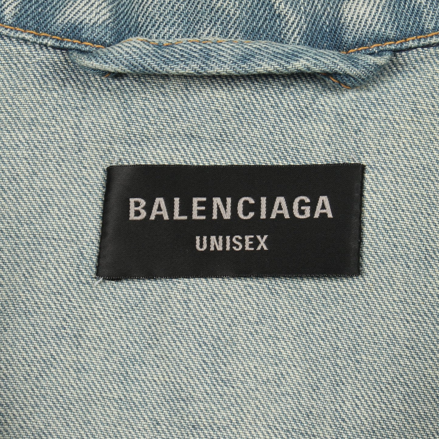 ミラーロゴ ユーズド加工 デニムジャケット コットン ブルー バレンシアガ アウター BALENCIAGA
