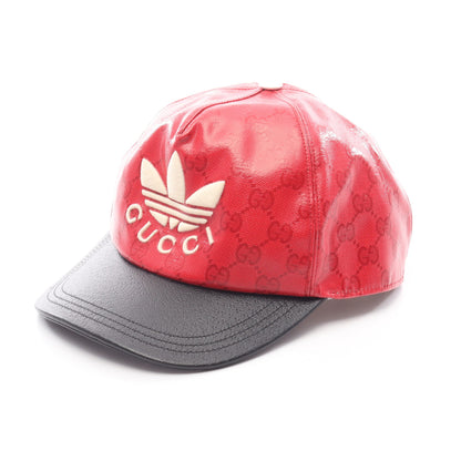 GUCCI × adidas GG柄 トレフォイル ベースボール キャップ ナイロン コットン レザー レッド ブラック グッチ 財布・小物 GUCCI