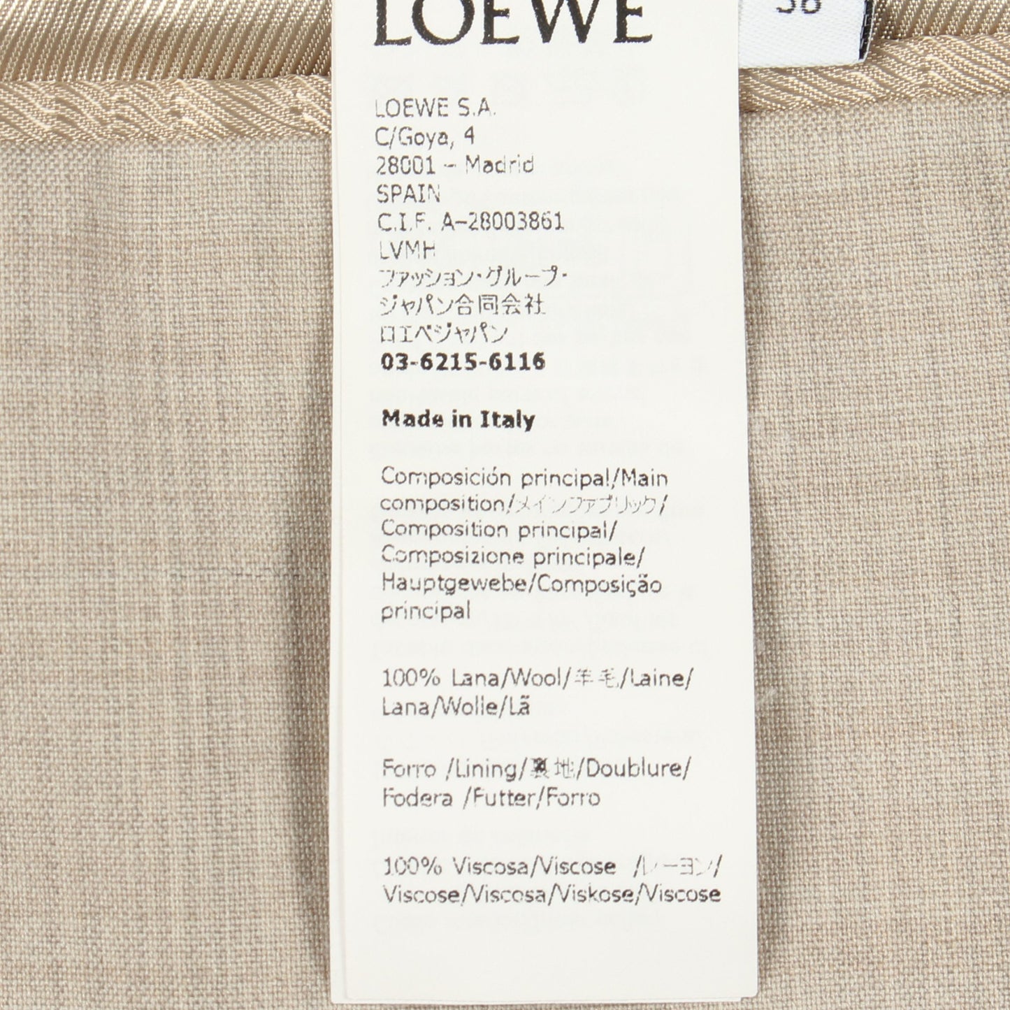 タイバック テーラードジャケット ウール グレーベージュ ロエベ アウター LOEWE
