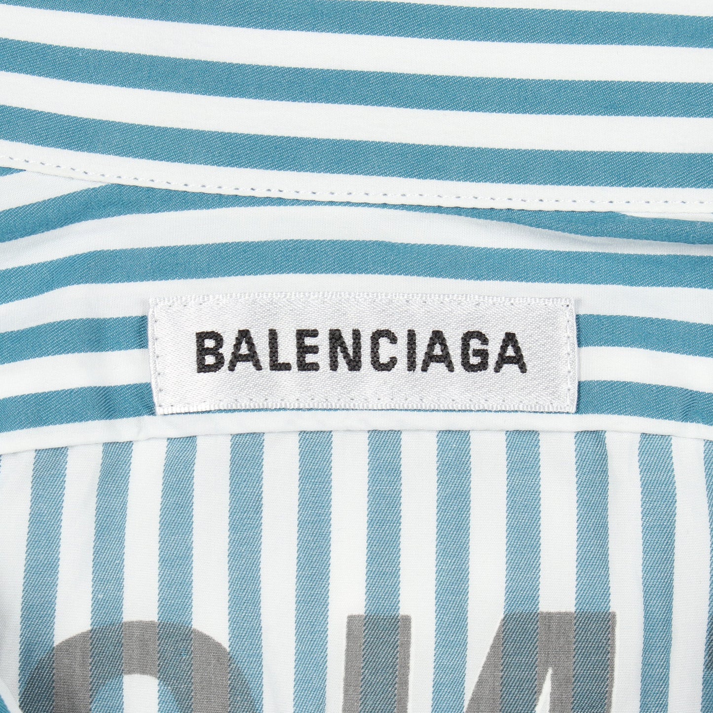 COCOON SWING バックロゴ ストライプ オーバーサイズ シャツ コットン ホワイト ブルーグリーン バレンシアガ トップス BALENCIAGA