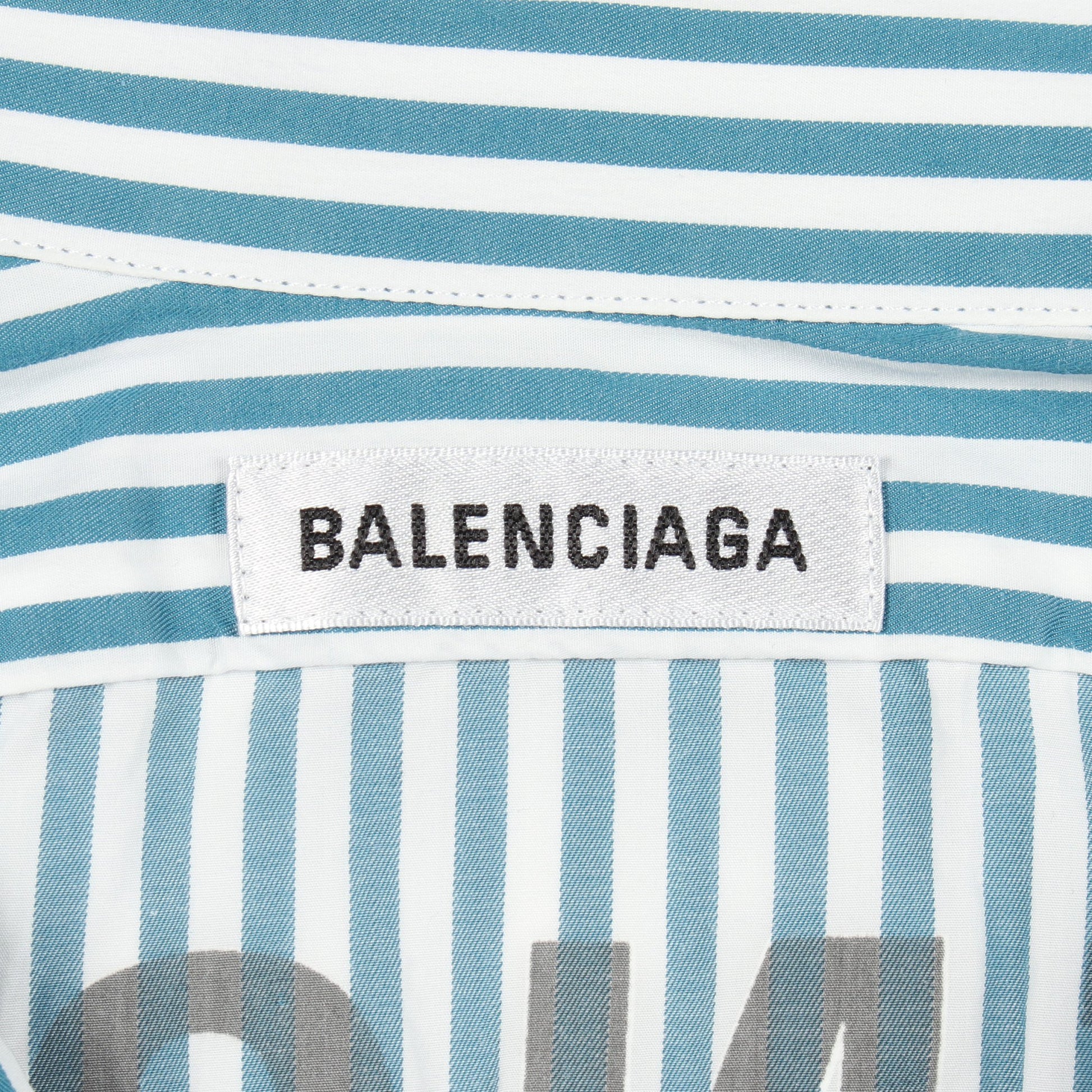 COCOON SWING バックロゴ ストライプ オーバーサイズ シャツ コットン ホワイト ブルーグリーン バレンシアガ トップス BALENCIAGA
