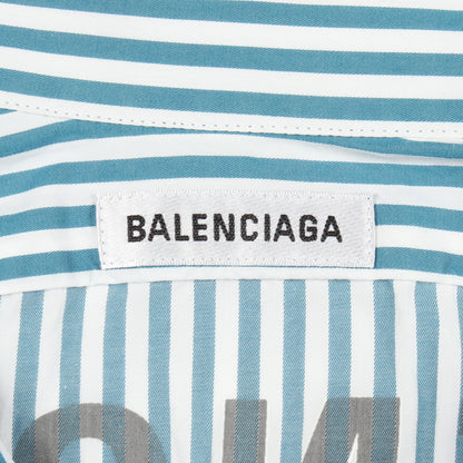 COCOON SWING バックロゴ ストライプ オーバーサイズ シャツ コットン ホワイト ブルーグリーン バレンシアガ トップス BALENCIAGA