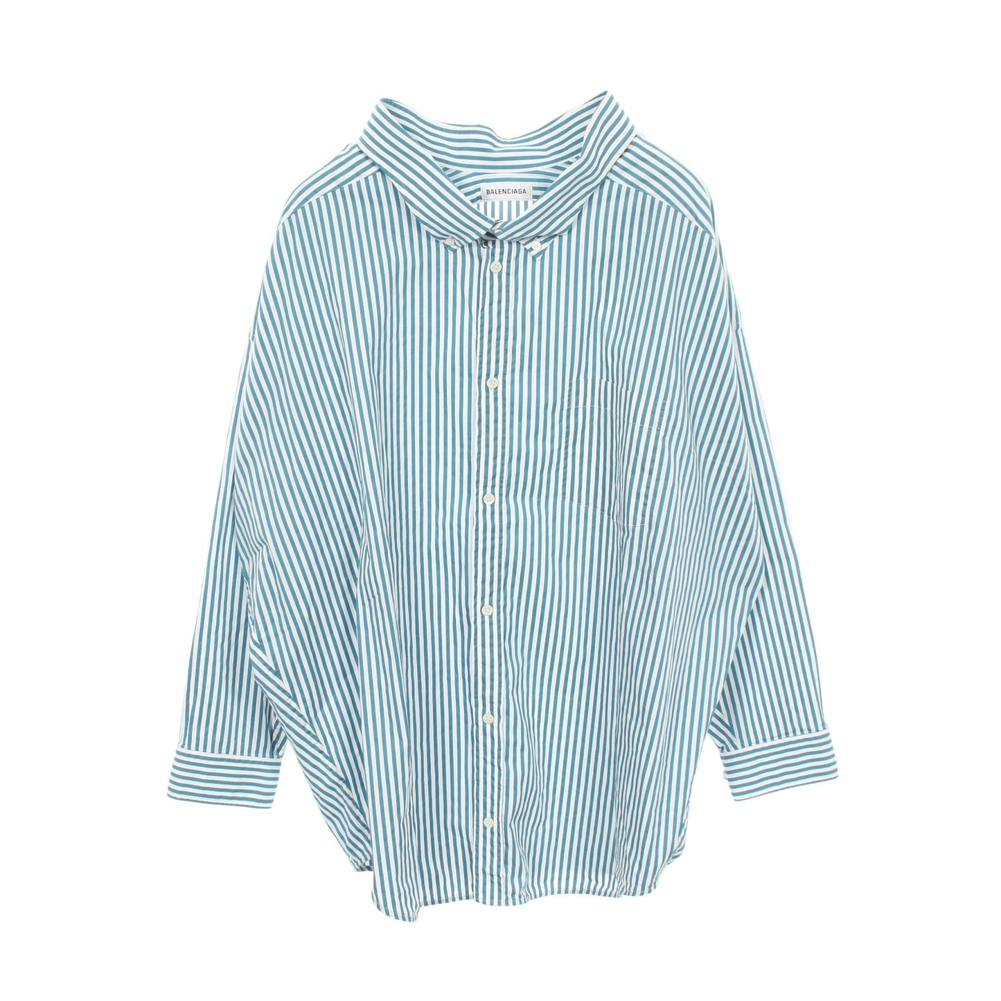 COCOON SWING バックロゴ ストライプ オーバーサイズ シャツ コットン ホワイト ブルーグリーン バレンシアガ トップス BALENCIAGA