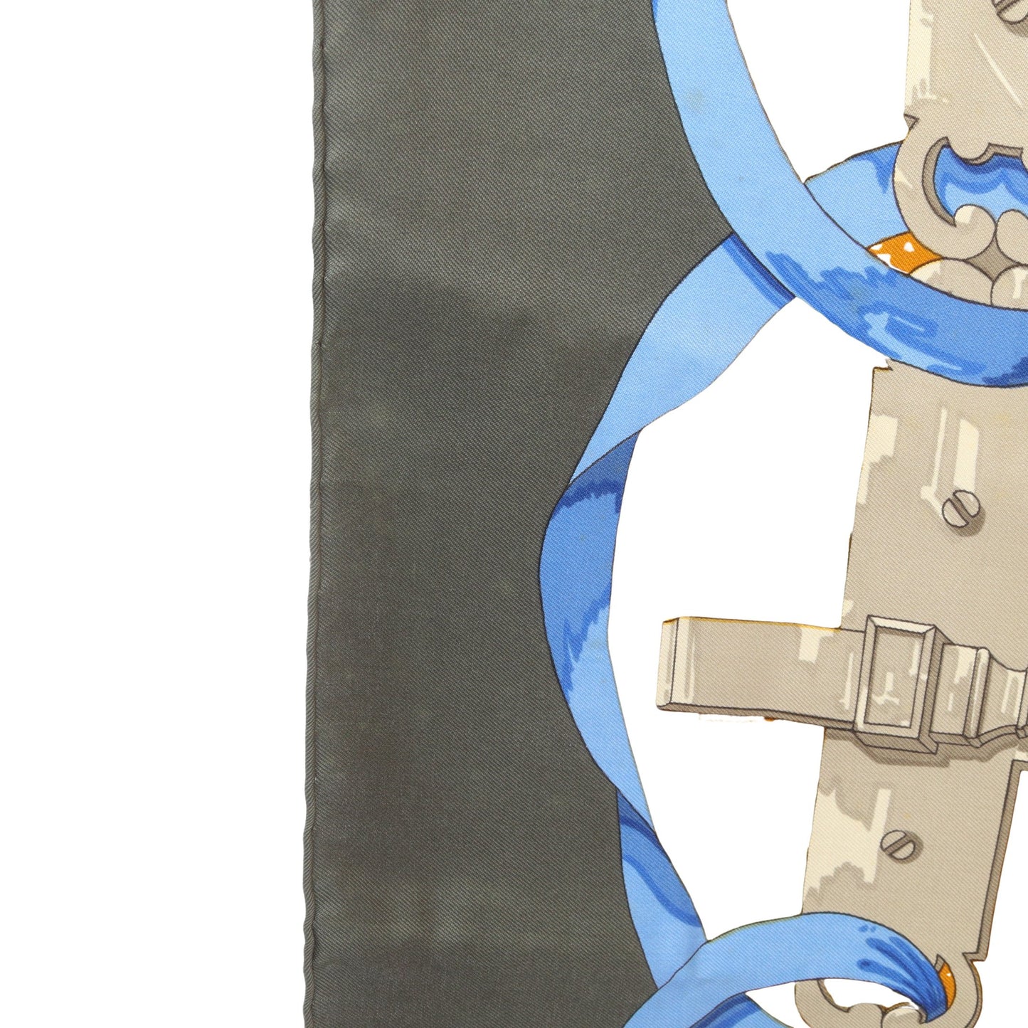カレ90 FERRONNERIE スカーフ シルク イエロー グレー ブルー エルメス 財布・小物 HERMES
