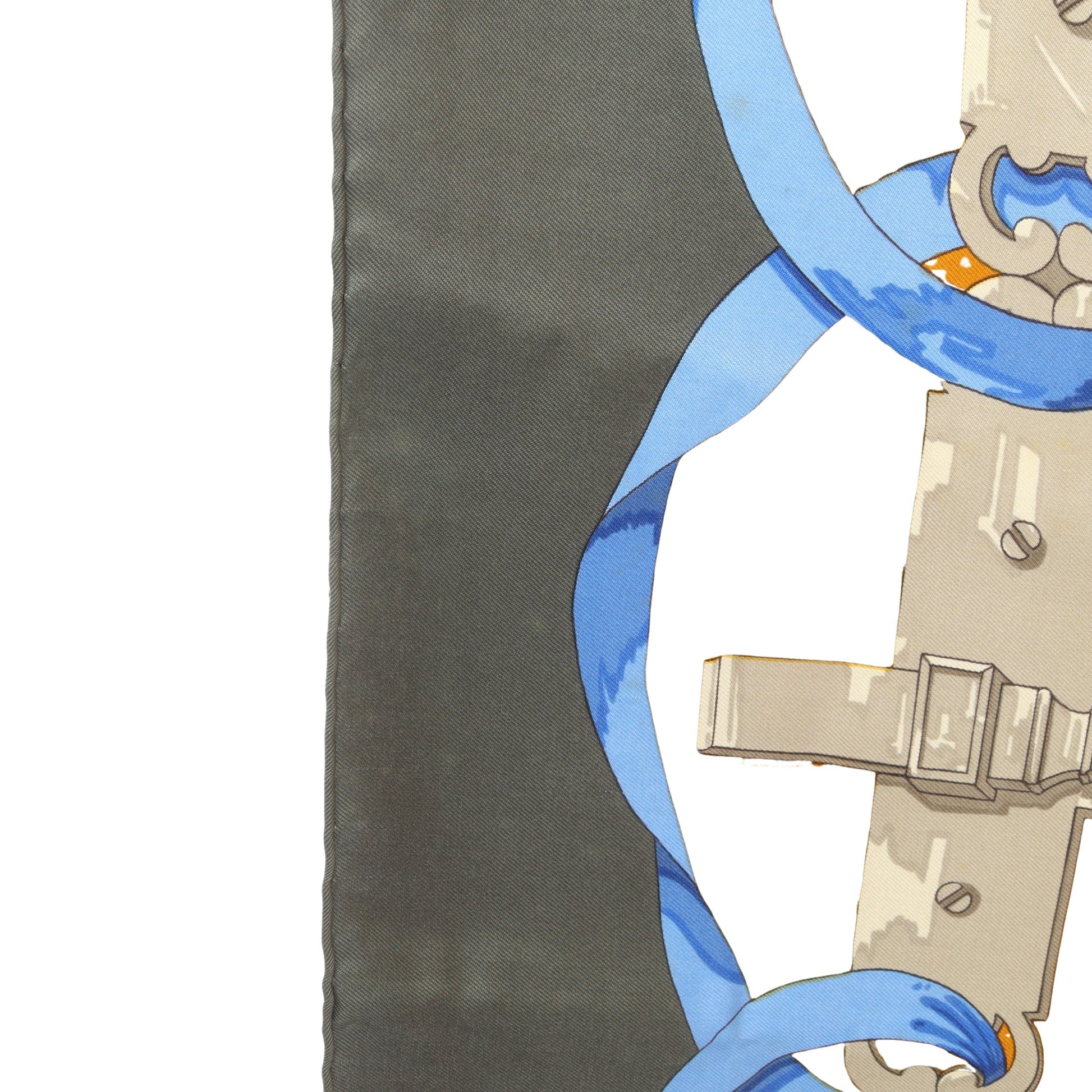 カレ90 FERRONNERIE スカーフ シルク イエロー グレー ブルー エルメス 財布・小物 HERMES