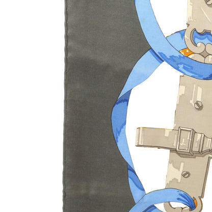 カレ90 FERRONNERIE スカーフ シルク イエロー グレー ブルー エルメス 財布・小物 HERMES