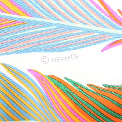 カレジェアン カレ140 TOUCANS DE PARADIS スカーフ ショール シルク ホワイト マルチカラー エルメス 財布・小物 HERMES