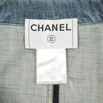 デニムコート ココマークボタン コート コットン ブルー シャネル アウター CHANEL