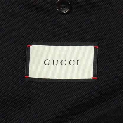 リブニット切替 エンブレム テーラードジャケット コットン ブラック マルチカラー グッチ アウター GUCCI