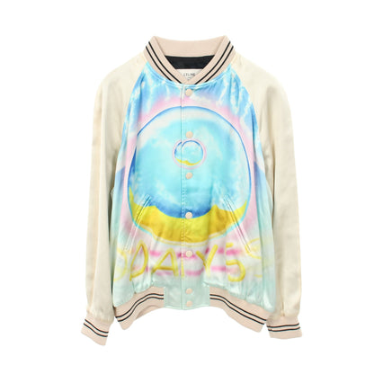 CELINE × MARCELO LAVIN HEAVENLY DAYS テディブルゾン ボンバージャケット ビスコース アイボリー ブルー マルチカラー セリーヌ アウター CELINE