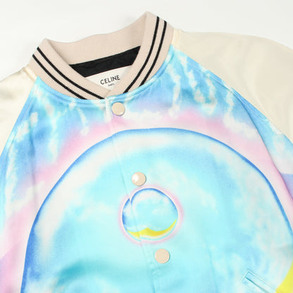 CELINE × MARCELO LAVIN HEAVENLY DAYS テディブルゾン ボンバージャケット ビスコース アイボリー ブルー マルチカラー セリーヌ アウター CELINE