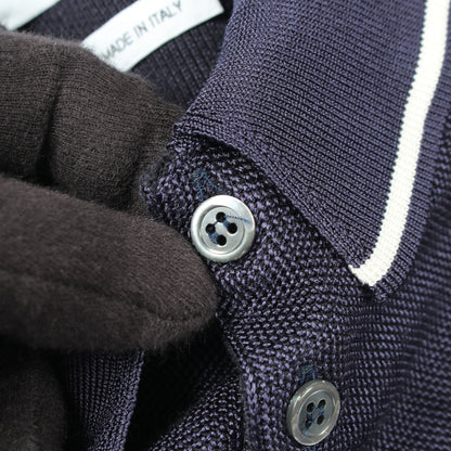 半袖 ポロシャツ シルク コットン ネイビー トムブラウン トップス THOM BROWNE