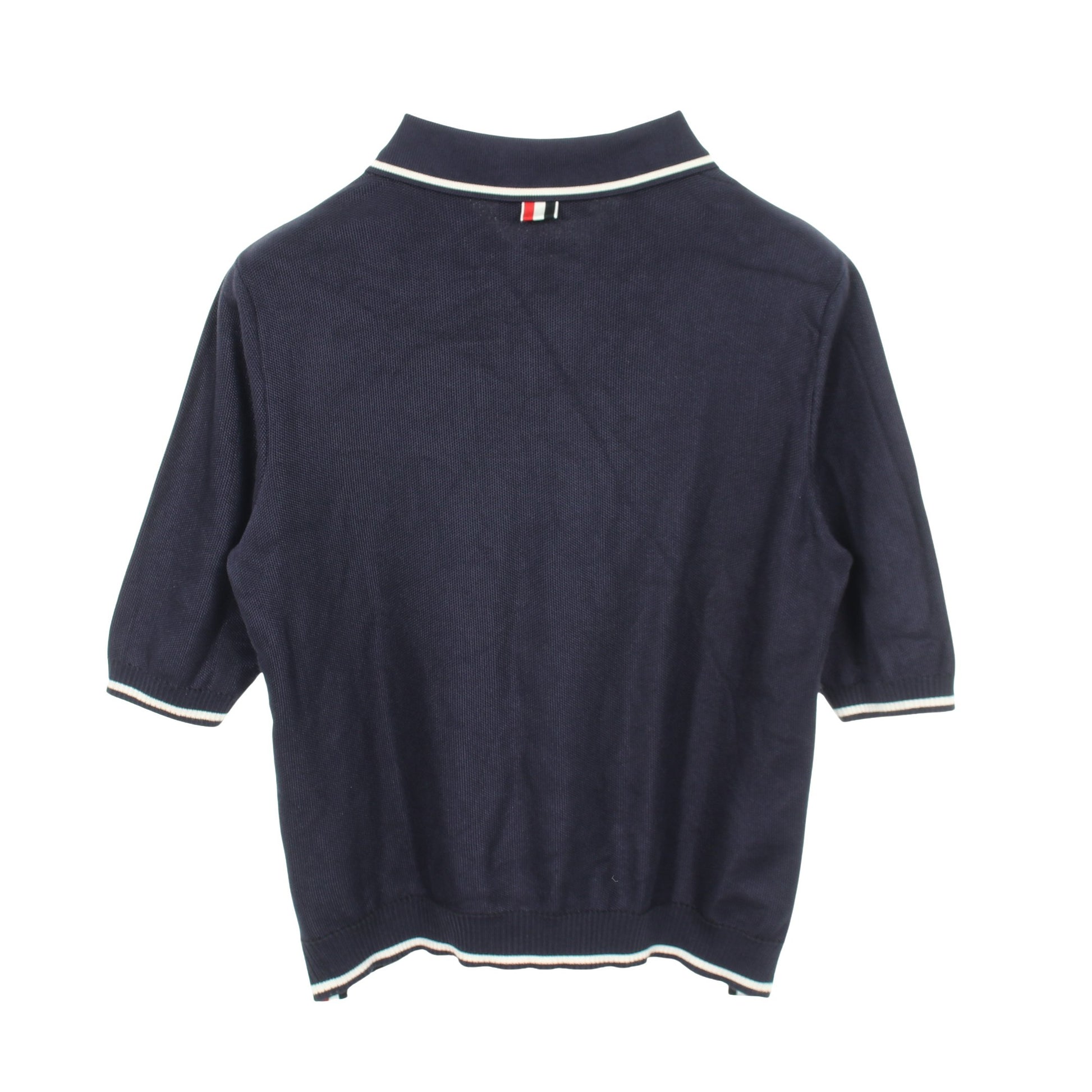 半袖 ポロシャツ シルク コットン ネイビー トムブラウン トップス THOM BROWNE