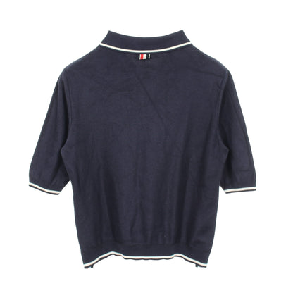 半袖 ポロシャツ シルク コットン ネイビー トムブラウン トップス THOM BROWNE