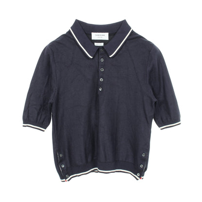 半袖 ポロシャツ シルク コットン ネイビー トムブラウン トップス THOM BROWNE