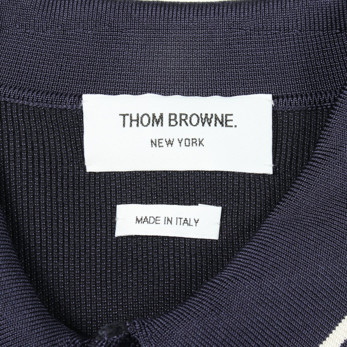半袖 ポロシャツ シルク コットン ネイビー トムブラウン トップス THOM BROWNE
