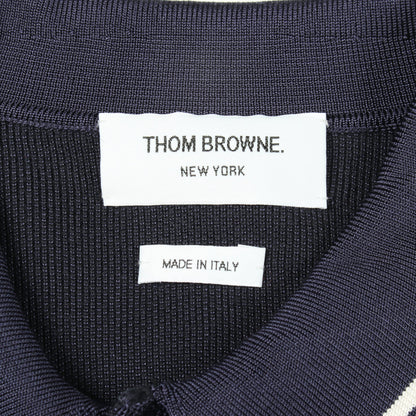 半袖 ポロシャツ シルク コットン ネイビー トムブラウン トップス THOM BROWNE