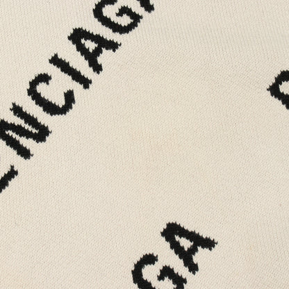 オールオーバーロゴ ニット コットン ウール アイボリー ブラック バレンシアガ トップス BALENCIAGA