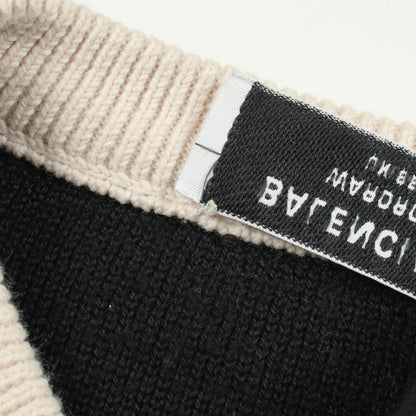 オールオーバーロゴ ニット コットン ウール アイボリー ブラック バレンシアガ トップス BALENCIAGA