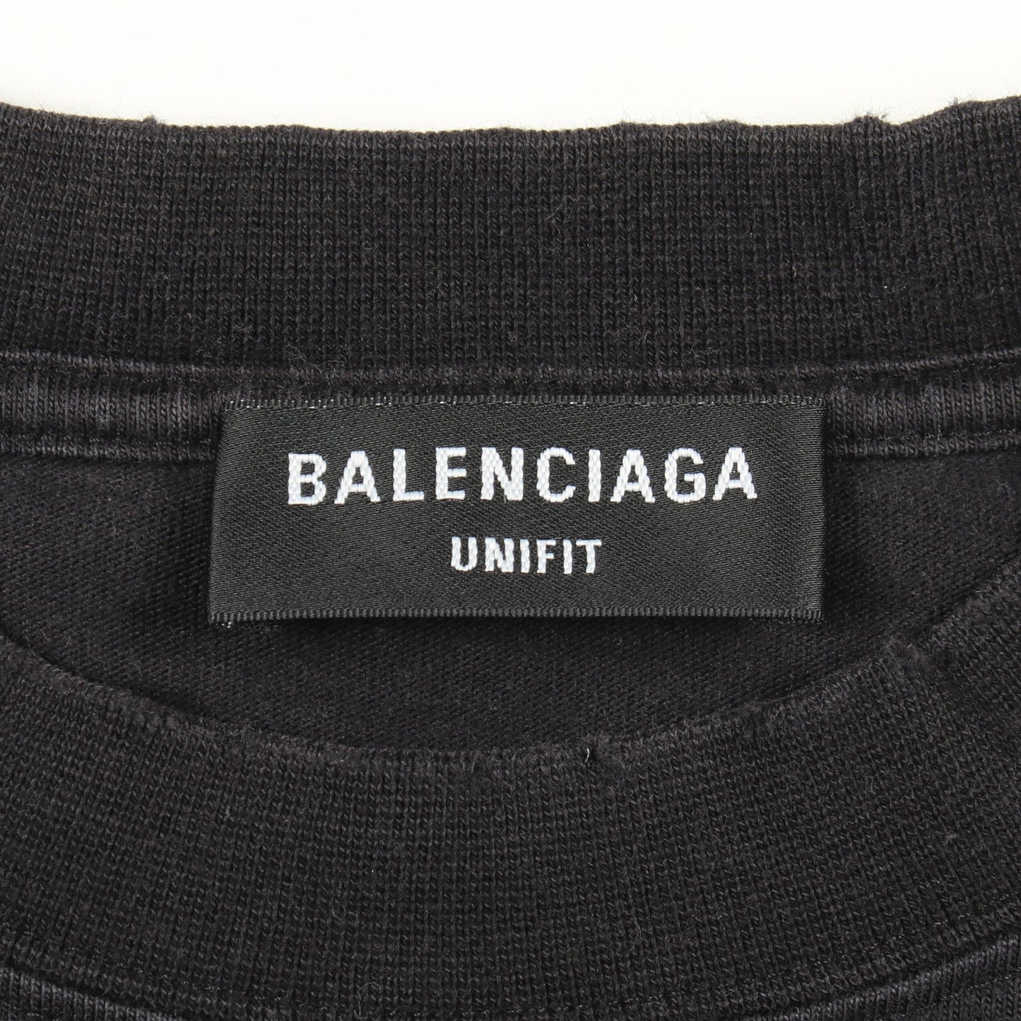 MAISON BALENCIAGA クラッシュ加工 ロゴプリント Tシャツ 長袖Tシャツ コットン ブラック バレンシアガ トップス BALENCIAGA
