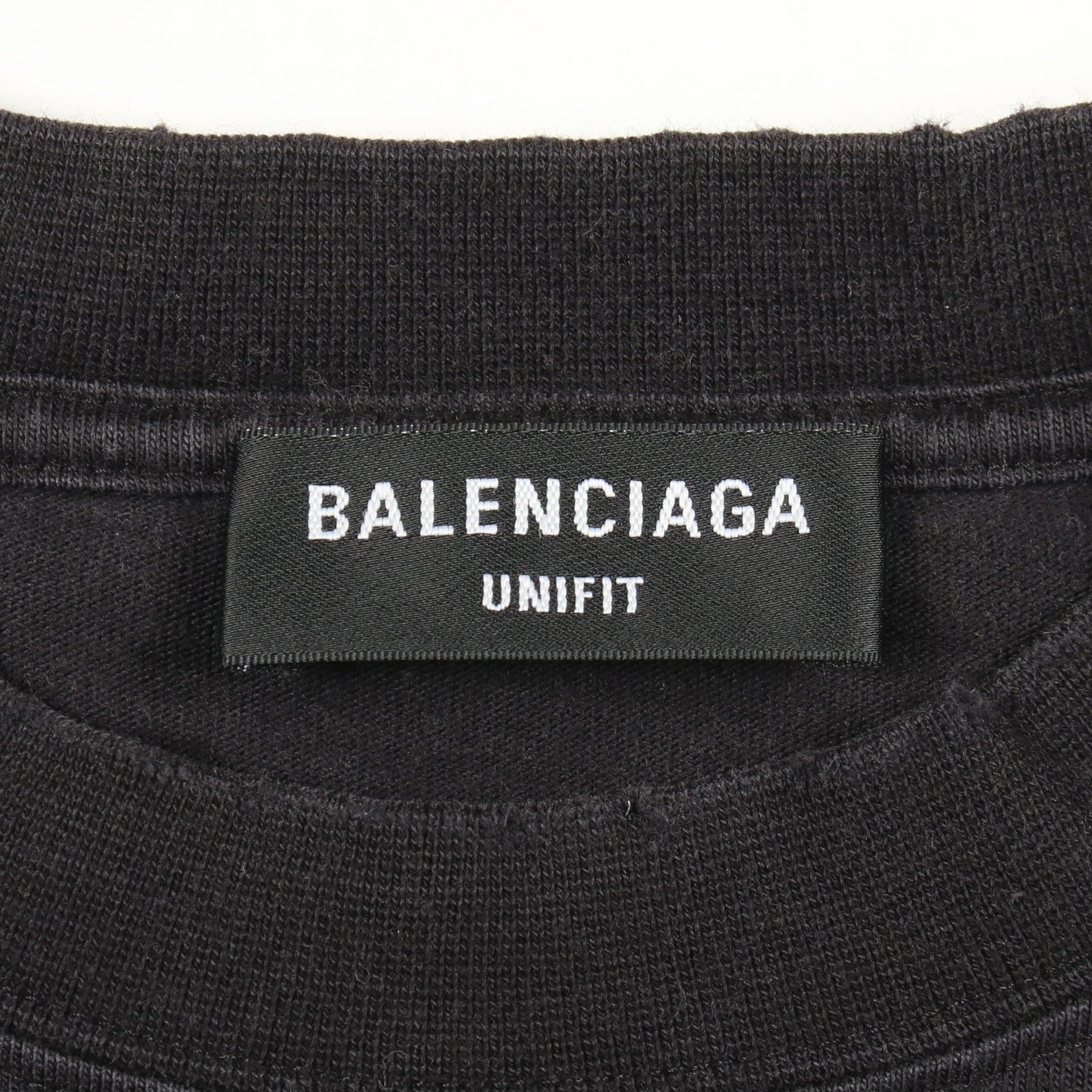 MAISON BALENCIAGA クラッシュ加工 ロゴプリント Tシャツ 長袖Tシャツ コットン ブラック バレンシアガ トップス BALENCIAGA