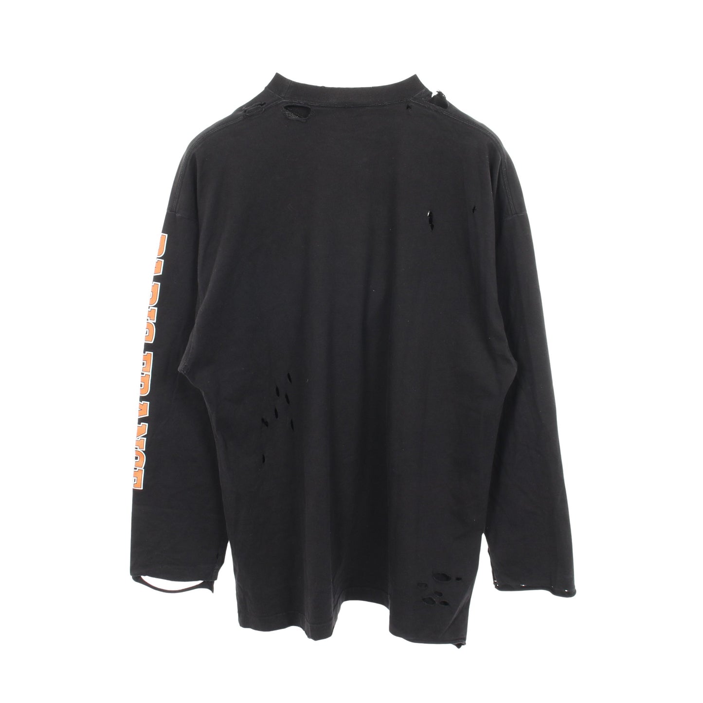 MAISON BALENCIAGA クラッシュ加工 ロゴプリント Tシャツ 長袖Tシャツ コットン ブラック バレンシアガ トップス BALENCIAGA
