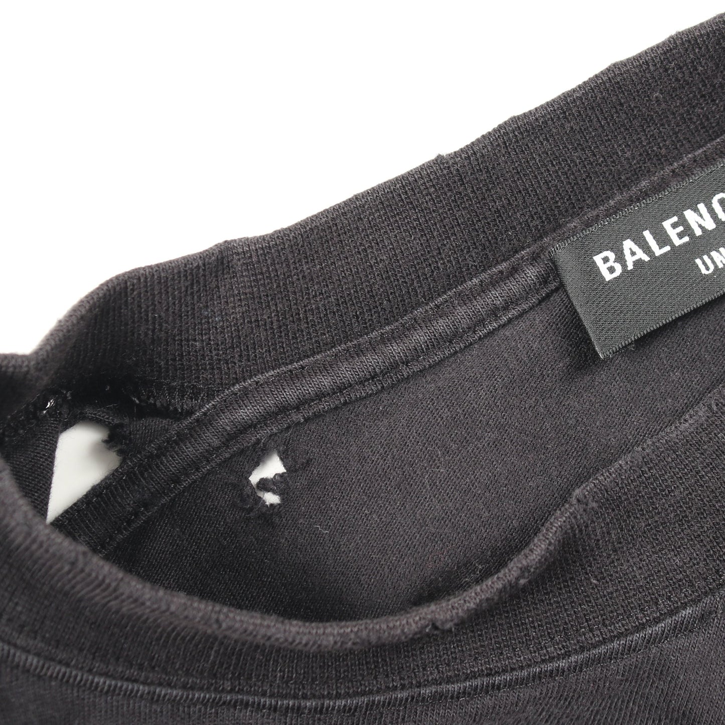 MAISON BALENCIAGA クラッシュ加工 ロゴプリント Tシャツ 長袖Tシャツ コットン ブラック バレンシアガ トップス BALENCIAGA