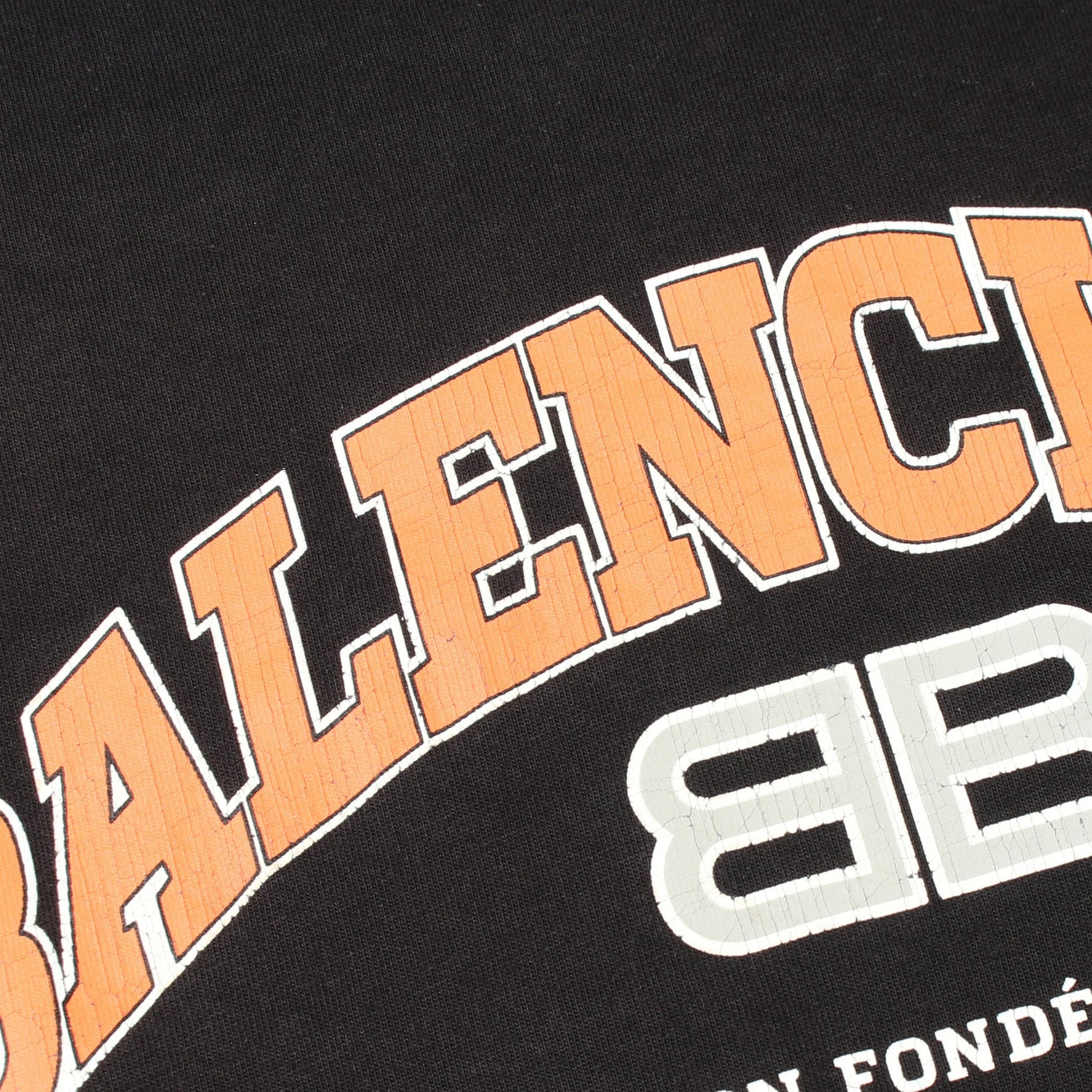 MAISON BALENCIAGA クラッシュ加工 ロゴプリント Tシャツ 長袖Tシャツ コットン ブラック バレンシアガ トップス BALENCIAGA