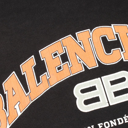 MAISON BALENCIAGA クラッシュ加工 ロゴプリント Tシャツ 長袖Tシャツ コットン ブラック バレンシアガ トップス BALENCIAGA