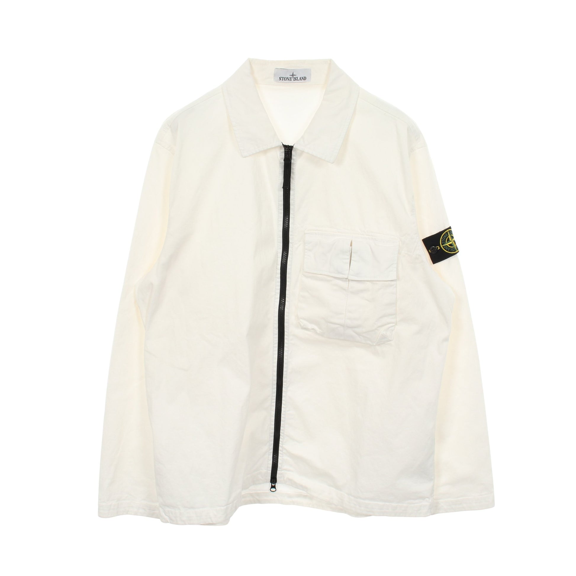ジップアップ シャツジャケット ブルゾン コットン ホワイト ストーンアイランド アウター Stone Island