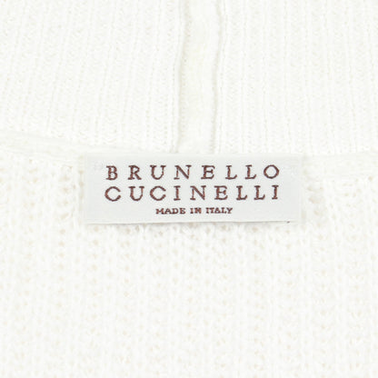 ビーズ ロング カーディガン コットン ホワイト シルバー ブルネロクチネリ トップス BRUNELLO CUCINELLI